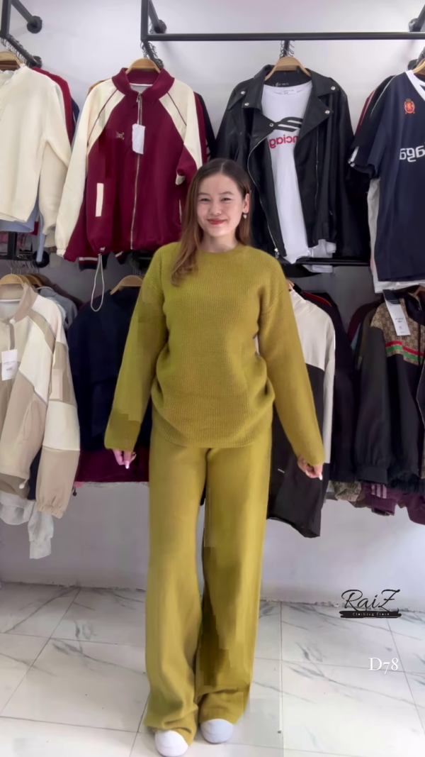 Piece Outfits Knitted With Wide Leg Pants Cozy Knit Sweatsuit Sets