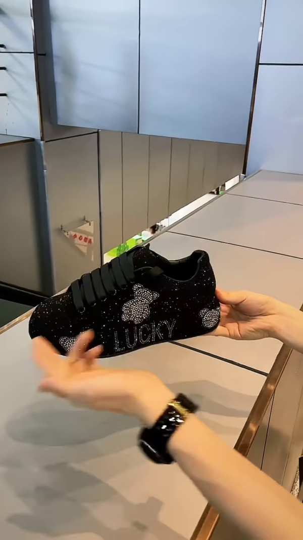Glamorous Black Rhinestone Sneakers – "Lucky" Sparkle Edition
