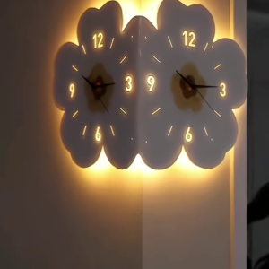 Dual-Sided LED Wall Clock – Elegant Flower Design