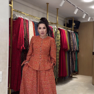 Women’s Red Floral Printed Co-Ord Set – Long-Sleeve Top with Wide-Leg Trousers for Casual Ethnicwear