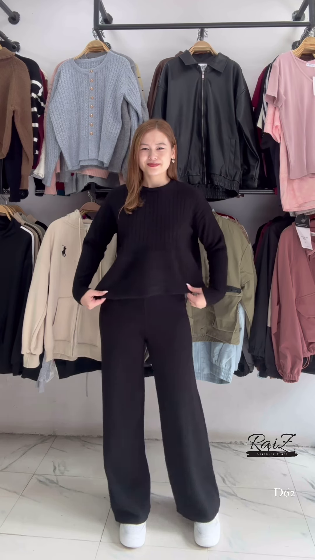 Solid Knit Co-ord Sets 🧶🖤 With Sweater & Matching Bottoms – Black, Red & Purple Variants - Image 2