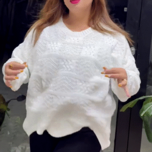 Textured Knit Sweaters 🧶🧥 – White, Maroon & Black Variants with Raised Pattern Detailing