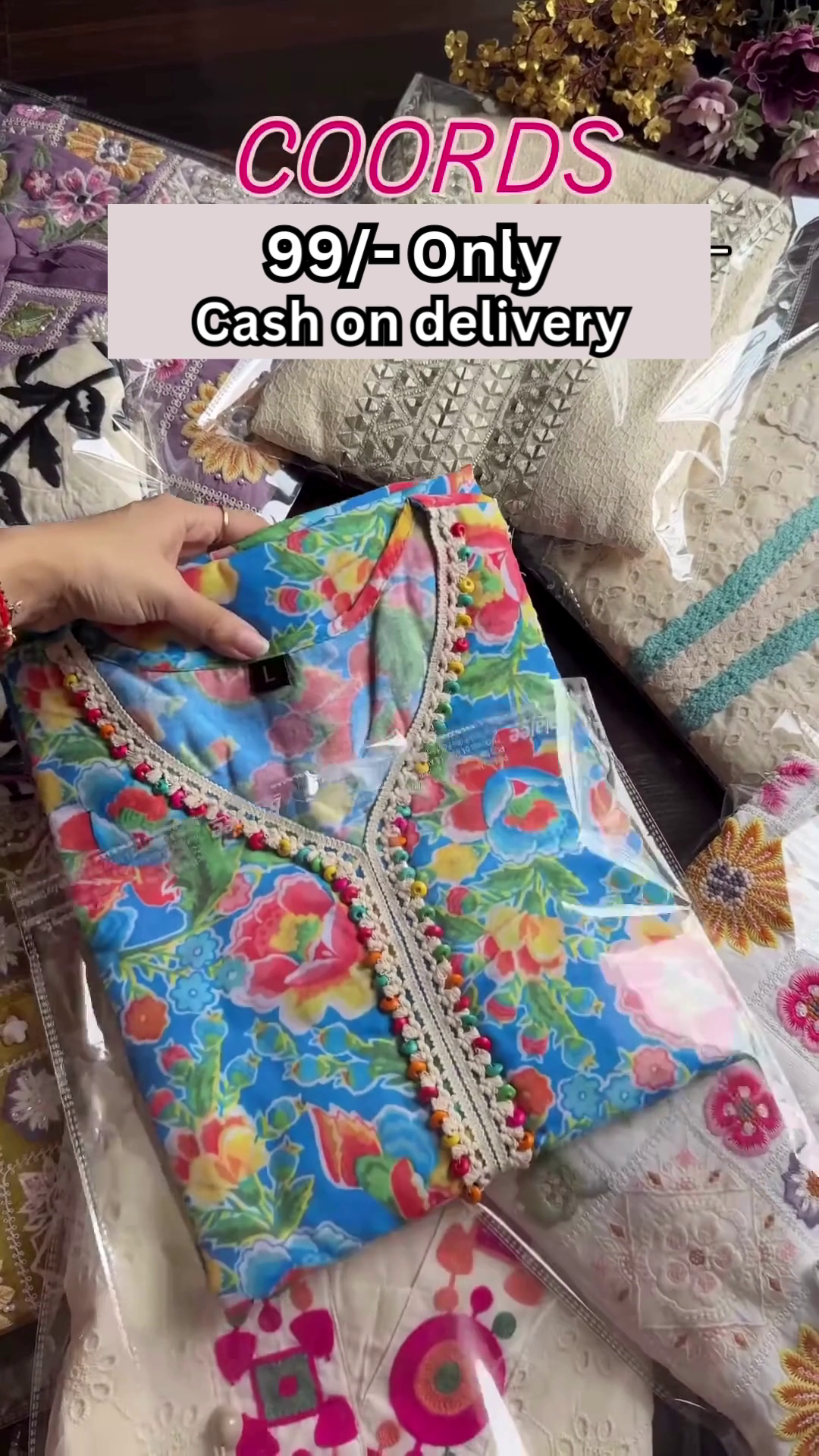 Purple Multicolor Embroidered Coord Set – Affordable Ethnicwear with Cash on Delivery - Image 3