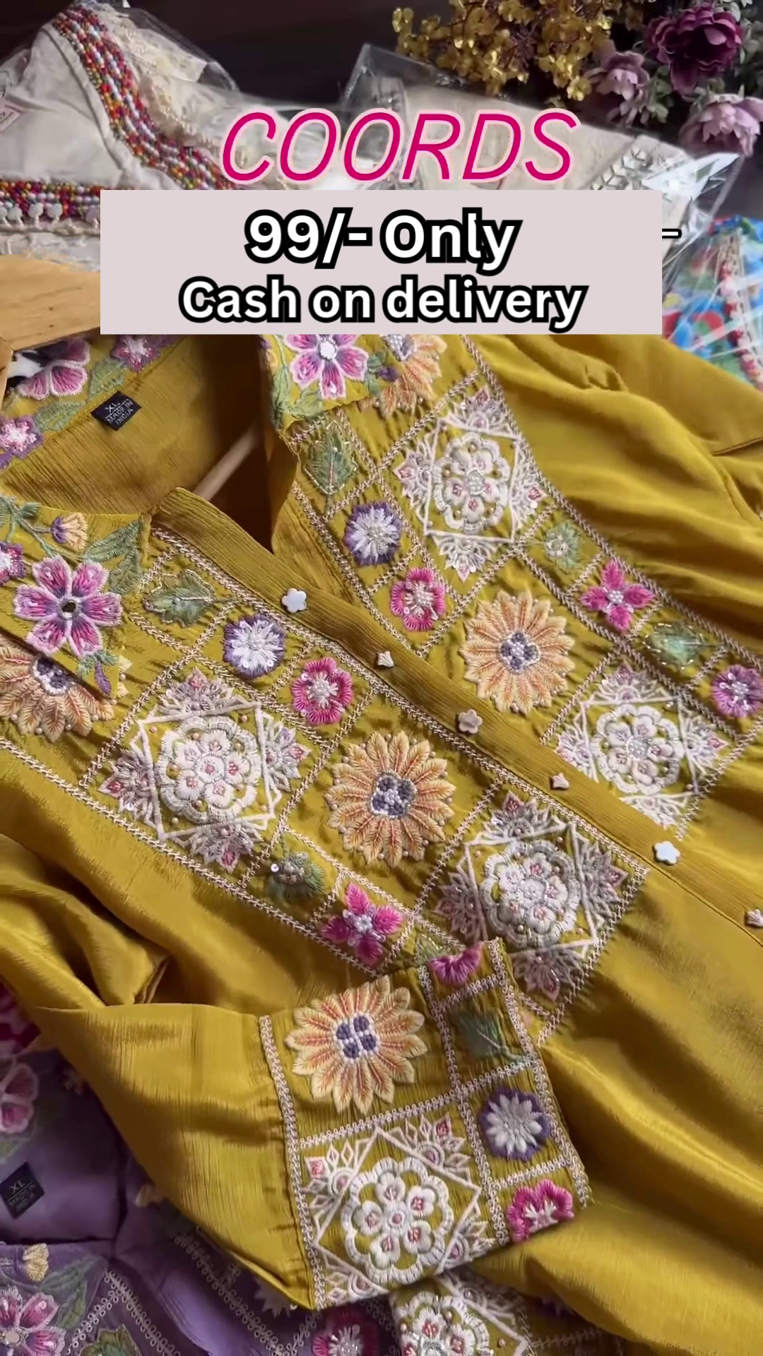 Purple Multicolor Embroidered Coord Set – Affordable Ethnicwear with Cash on Delivery - Image 9