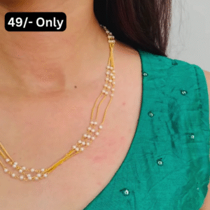 Delicate Gold-Plated Pearl Chain Necklace for Women – Lightweight & Elegant Daily Wear Jewelry