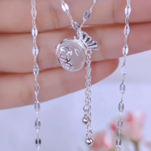 Delicate 925 Sterling Silver Necklace with Jade Coin Pendant and Tassel Detail - Lucky Charm Jewelry