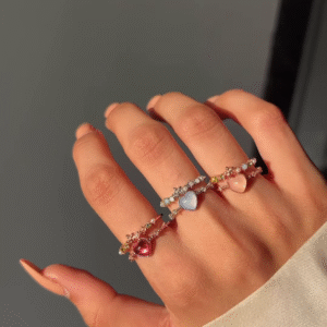 Whimsical Silver-Toned Fairycore Ring Set with Butterfly, Opal, and Star Accents