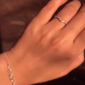 Trendy Minimalist Silver-Toned Ring and Bracelet Set with Delicate Crystal Accents