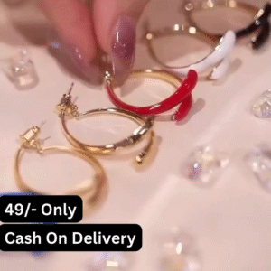 Chic Gold-Toned Hoop Earrings with Colorful Enamel Accents - Trendy Fashion Jewelry