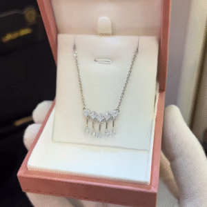 Elegant Sterling Silver Pampille Necklace with Sparkling CZ Drops