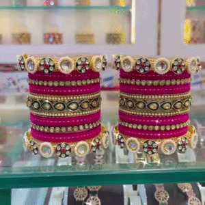 Rajwadi Bridal Chura Set with Intricate Zardozi and Kundan Work