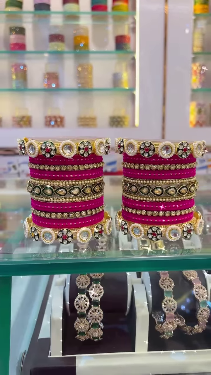 Rajwadi Bridal Chura Set with Intricate Zardozi and Kundan Work