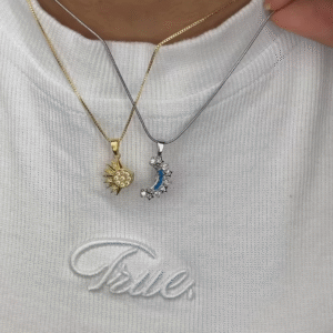 Celestial Sun and Moon Necklace Set - Mismatched Metal Layered Pendants