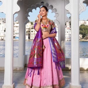 Light Pink Color Jacquard silk Lehenga Choli