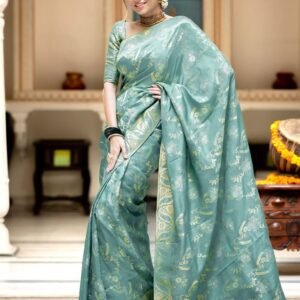 Sky Color Banarasi Jacquard Zari Weaving Saree