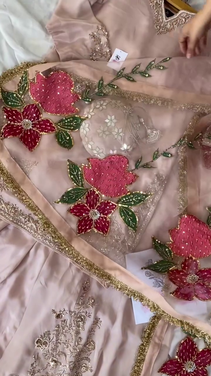 Modern Mauve Pre-Draped Saree Set with Heavily Embroidered Jacket and Coordinating Waist Belt - Image 4