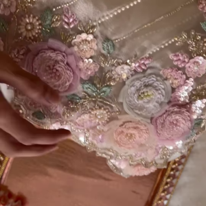 Champagne Gold 3D Floral Applique Gown