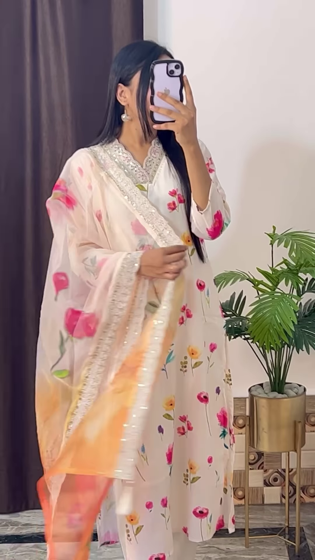 Mustard Yellow Silk Kurta with Ethnic Floral Embroidery and Pink Dupatta - Vibrant Festive Suit Set - Image 10