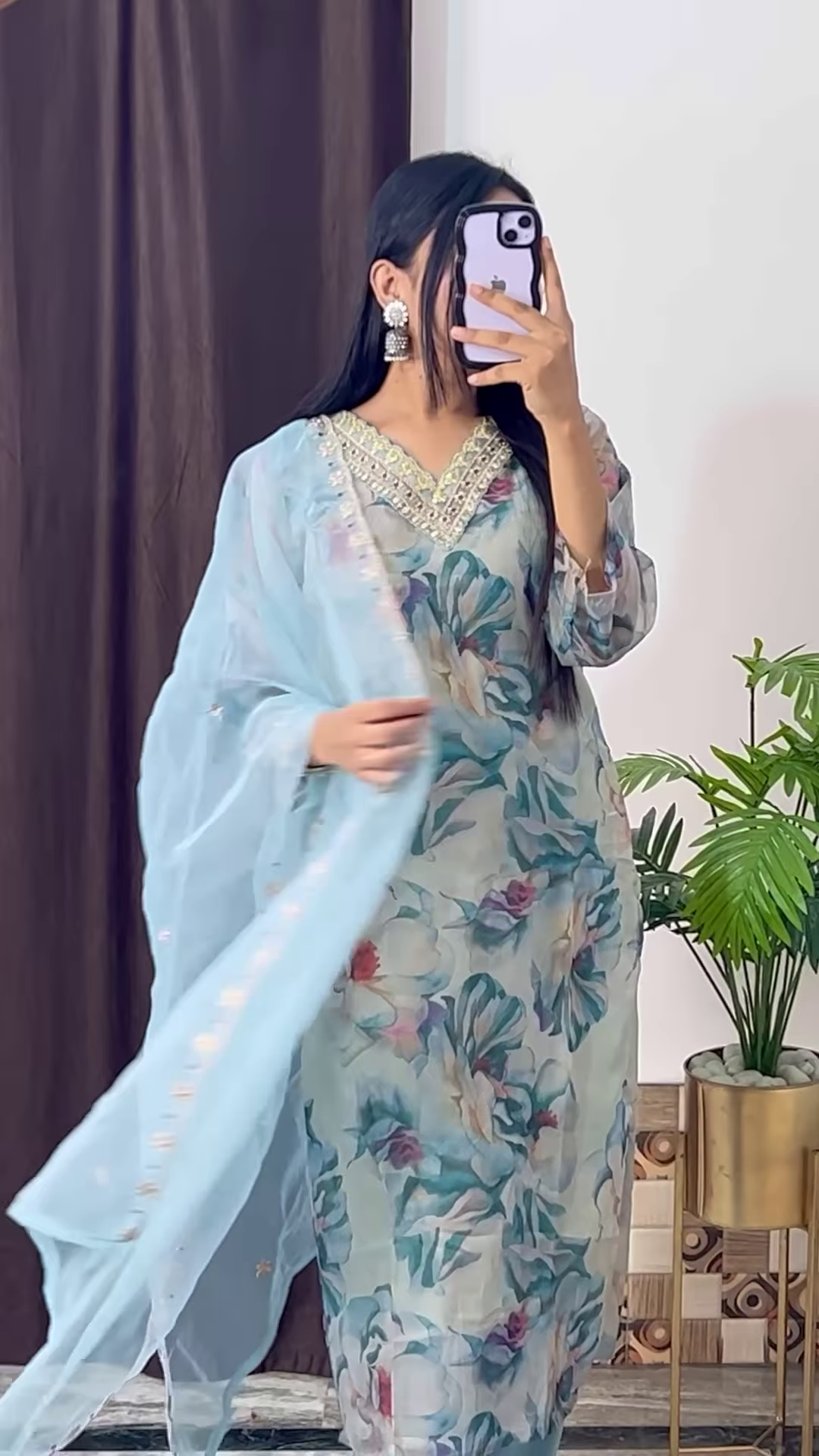 Mustard Yellow Silk Kurta with Ethnic Floral Embroidery and Pink Dupatta - Vibrant Festive Suit Set - Image 2