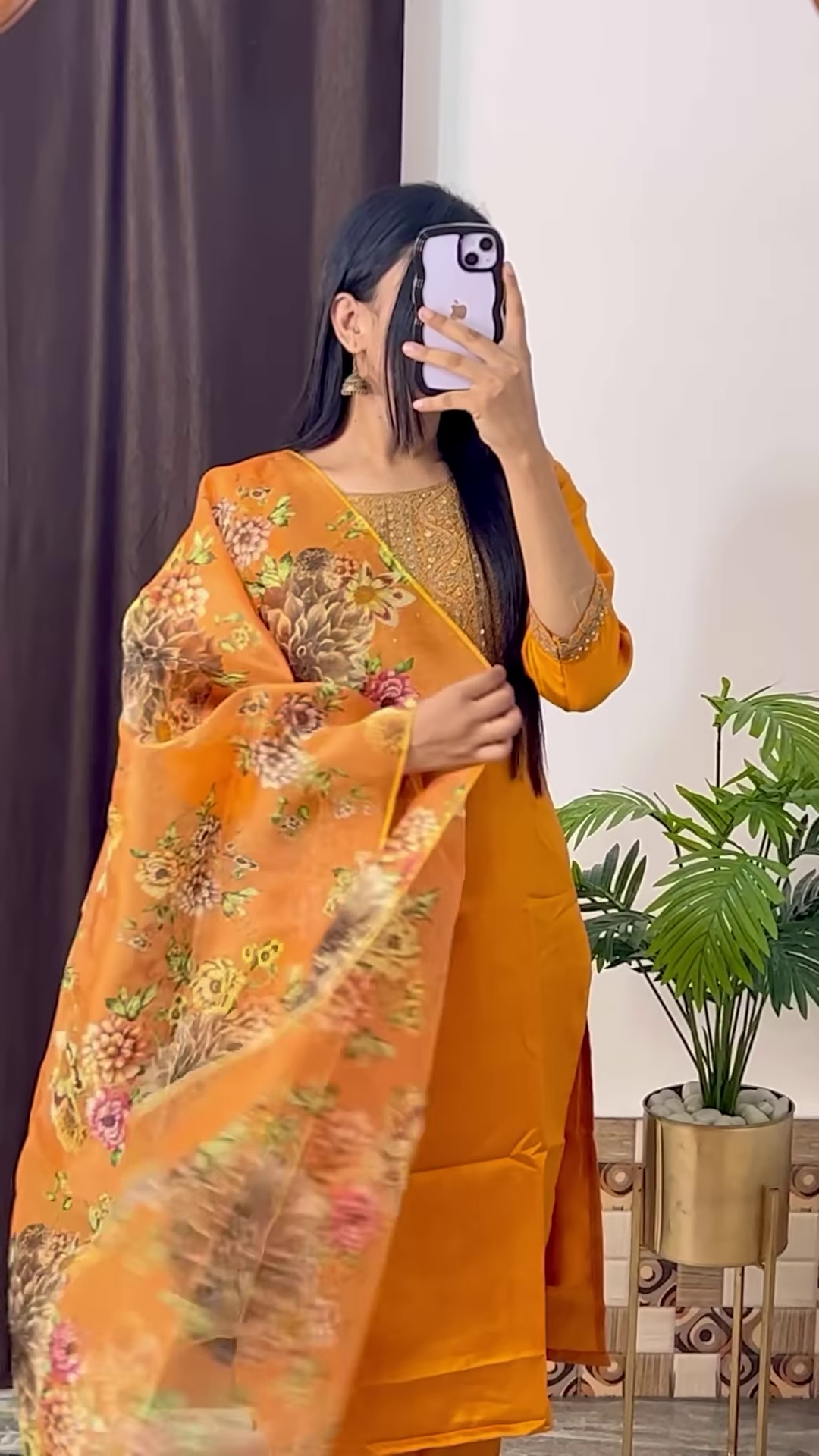 Mustard Yellow Silk Kurta with Ethnic Floral Embroidery and Pink Dupatta - Vibrant Festive Suit Set