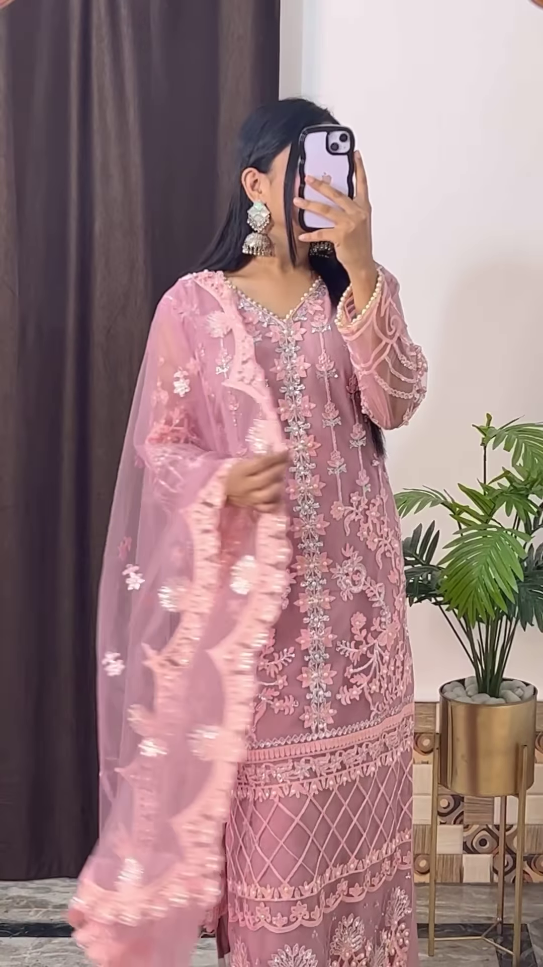 Mustard Yellow Silk Kurta with Ethnic Floral Embroidery and Pink Dupatta - Vibrant Festive Suit Set - Image 3