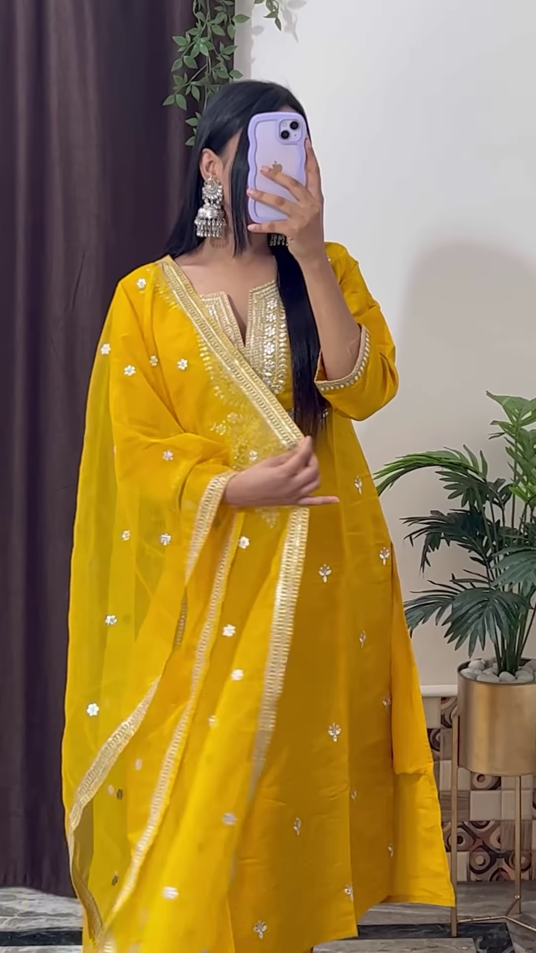 Deep Magenta Silk Kurta with Gold Zari Yoke and Floral Printed Dupatta - Modern Festive Ethnic Suit - Image 9