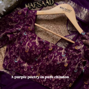 Royal Deep Purple Pure Chinnon Saree with Ornate Gold Zari Paisley Border - Traditional Festive Collection