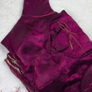 Regal Wine Textured Designer Blouse with Golden Accents