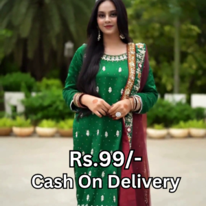 Emerald Heritage Silk Suit with Maroon Contrast